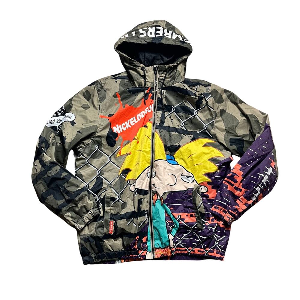 Members Only x Nickelodeon Hey Arnold Camo 90's Color Block Windbreaker XL Men's